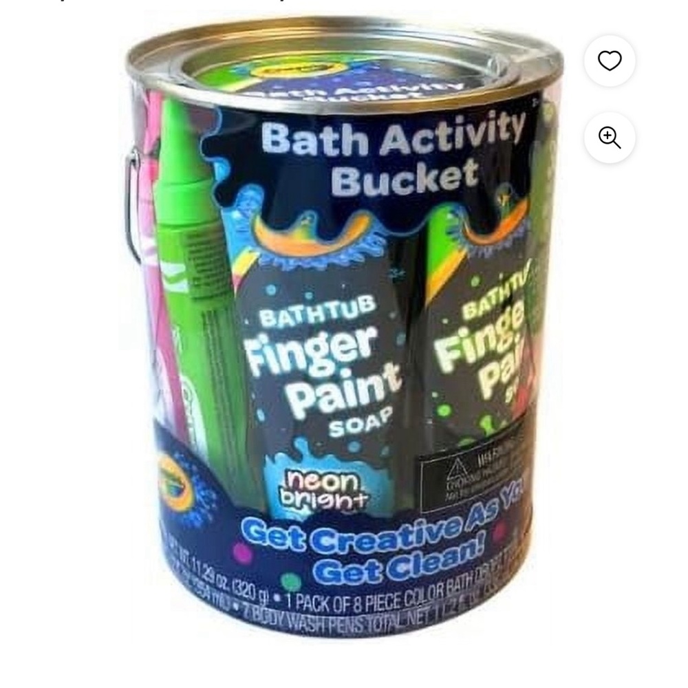 Crayola Bath Activity Bucket 30pc NEON Set - Bath Bombs‎ Finger Paints Wash Pens